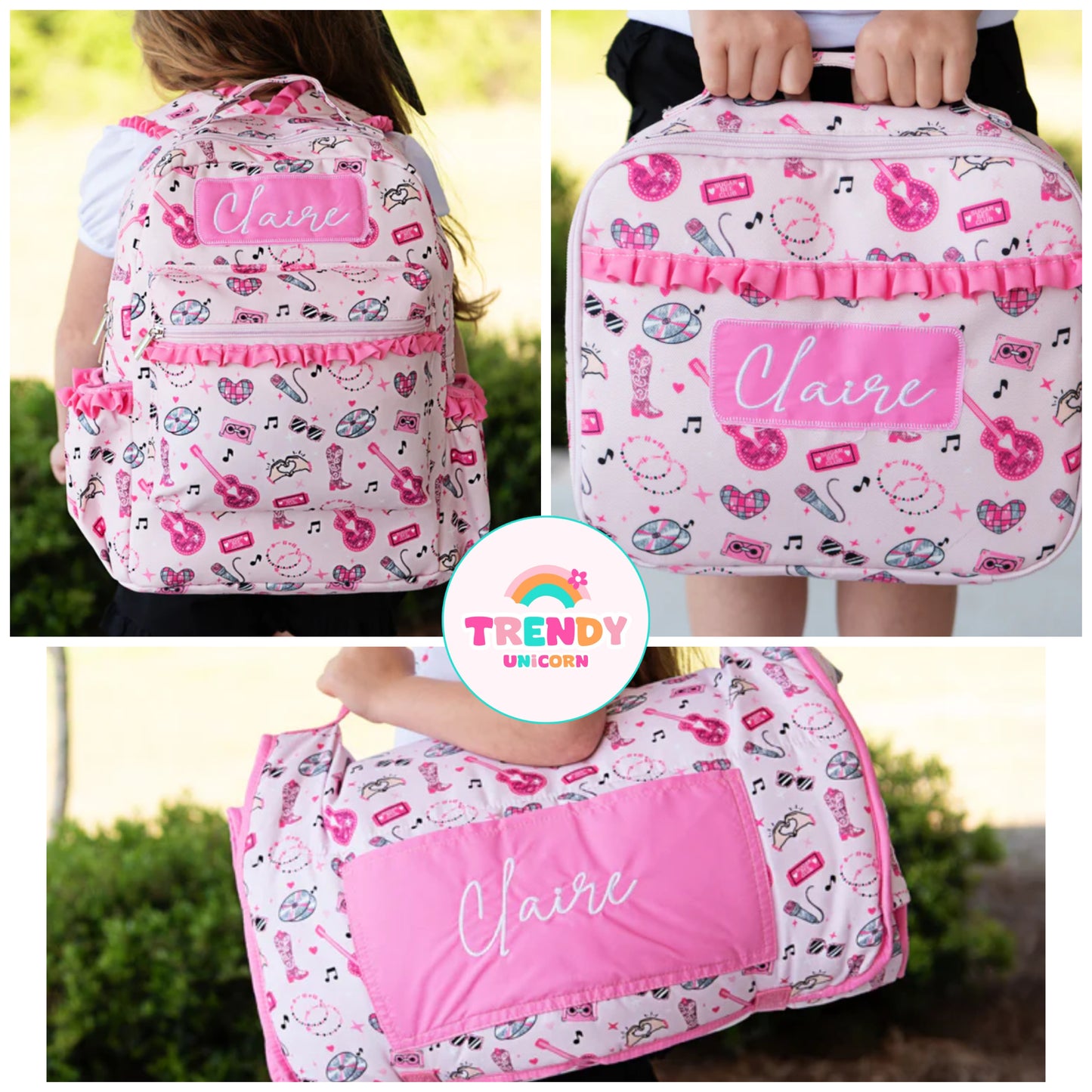 Girls💕 Custom embroidered backpack, lunchbox, and nap mats (be sure to add on embroidery on the other tab)
