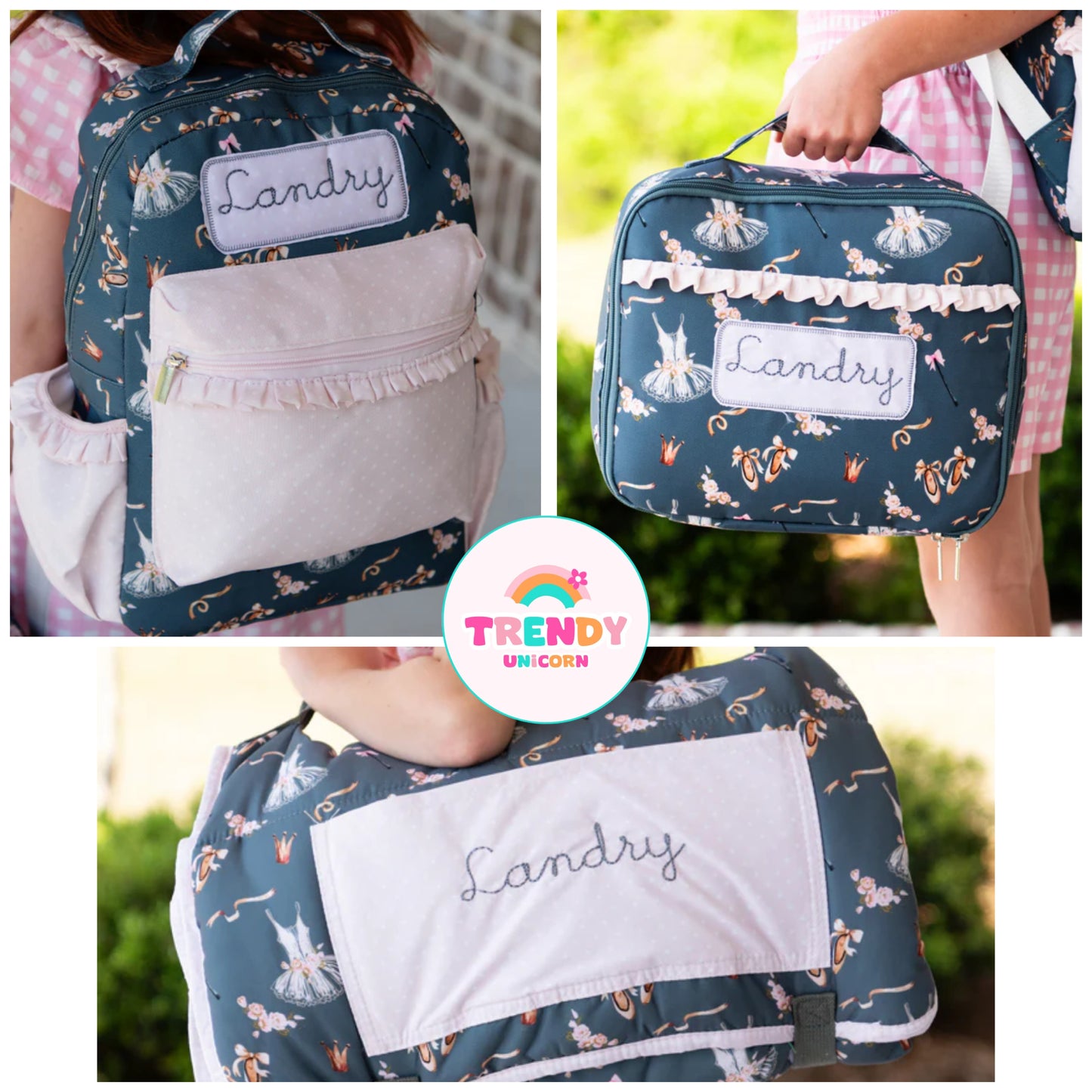 Girls💕 Custom embroidered backpack, lunchbox, and nap mats (be sure to add on embroidery on the other tab)