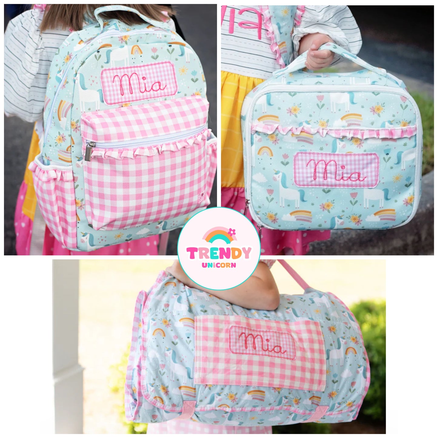 Girls💕 Custom embroidered backpack, lunchbox, and nap mats (be sure to add on embroidery on the other tab)