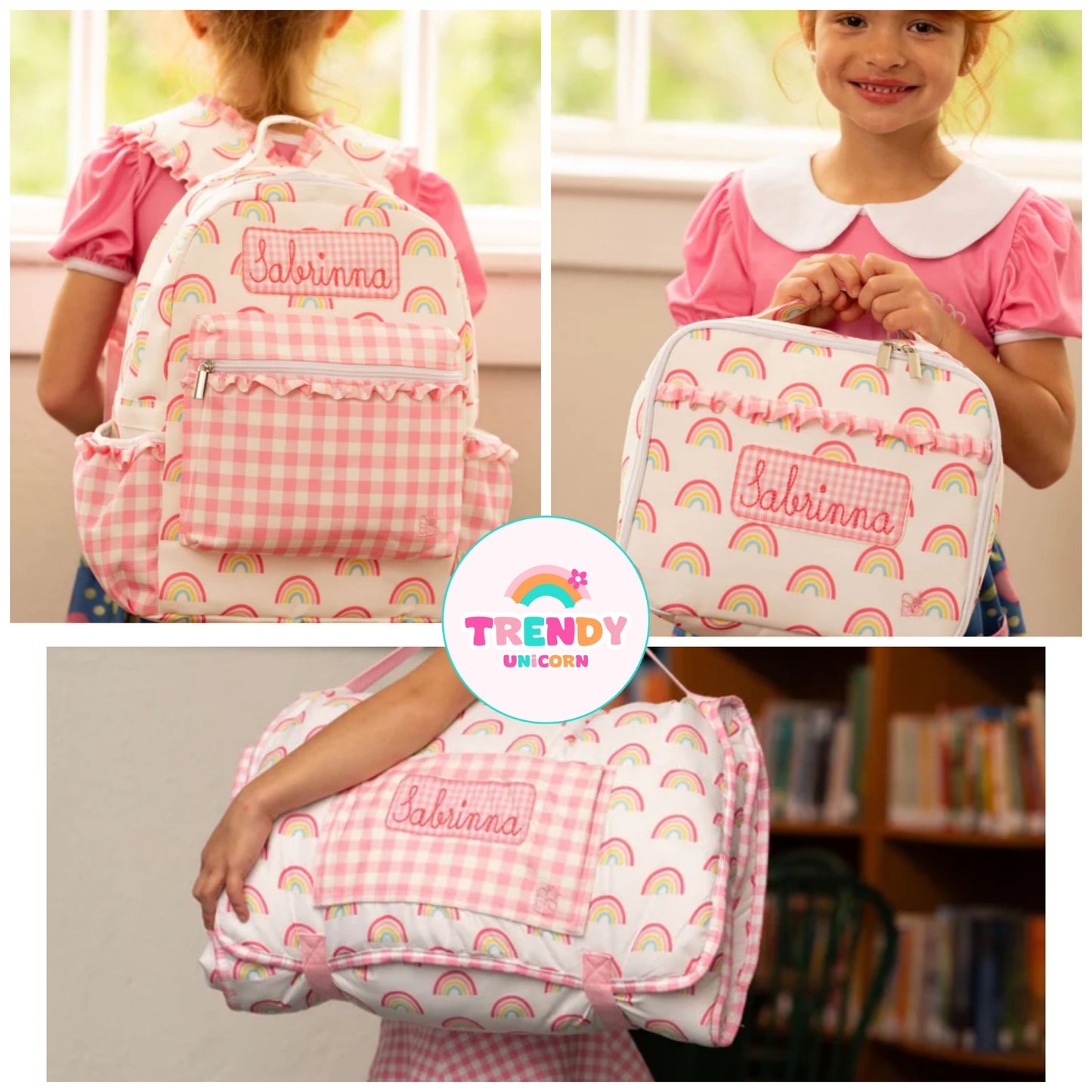 Girls💕 Custom embroidered backpack, lunchbox, and nap mats (be sure to add on embroidery on the other tab)