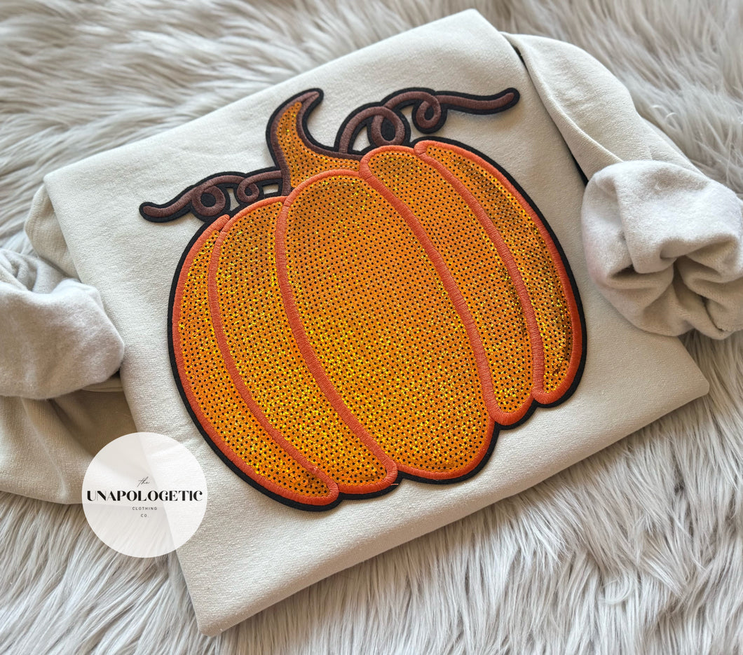 Pumpkin Sequin Patch Sweatshirt - WS