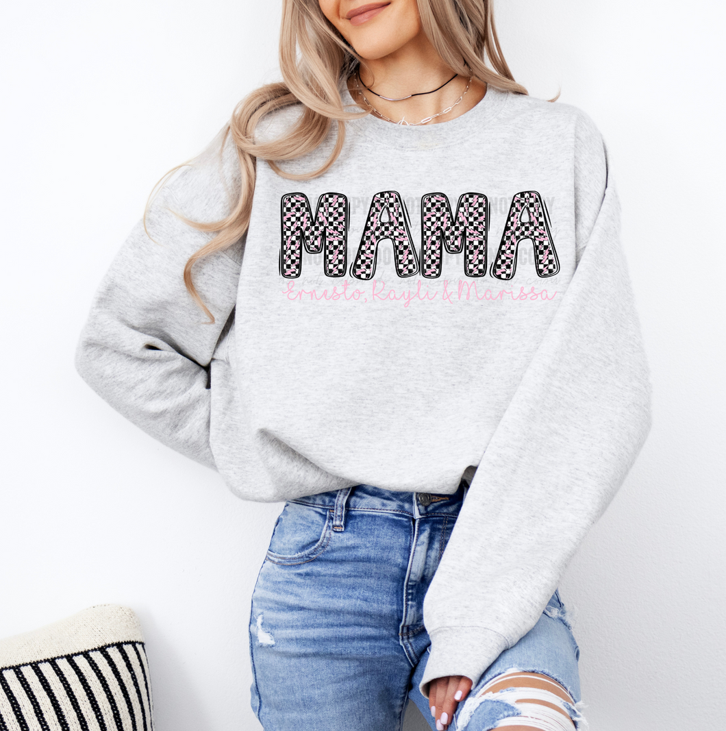 Checkered Pink Bolts Mama/Nana/Gigi/Etc Custom - WS