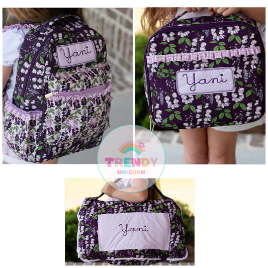 Girls💕 Custom embroidered backpack, lunchbox, and nap mats (be sure to add on embroidery on the other tab)