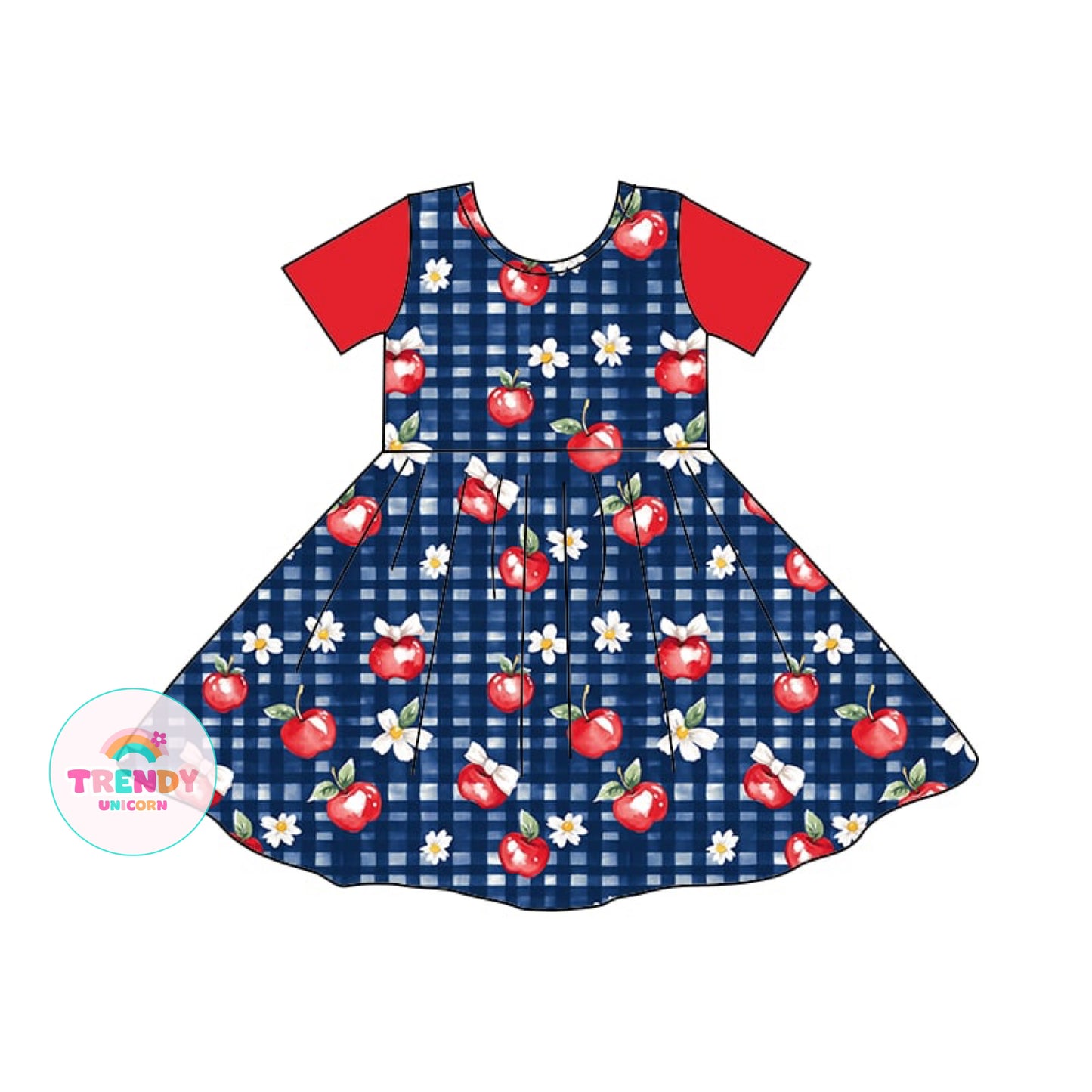 Apple gingham twirl dress